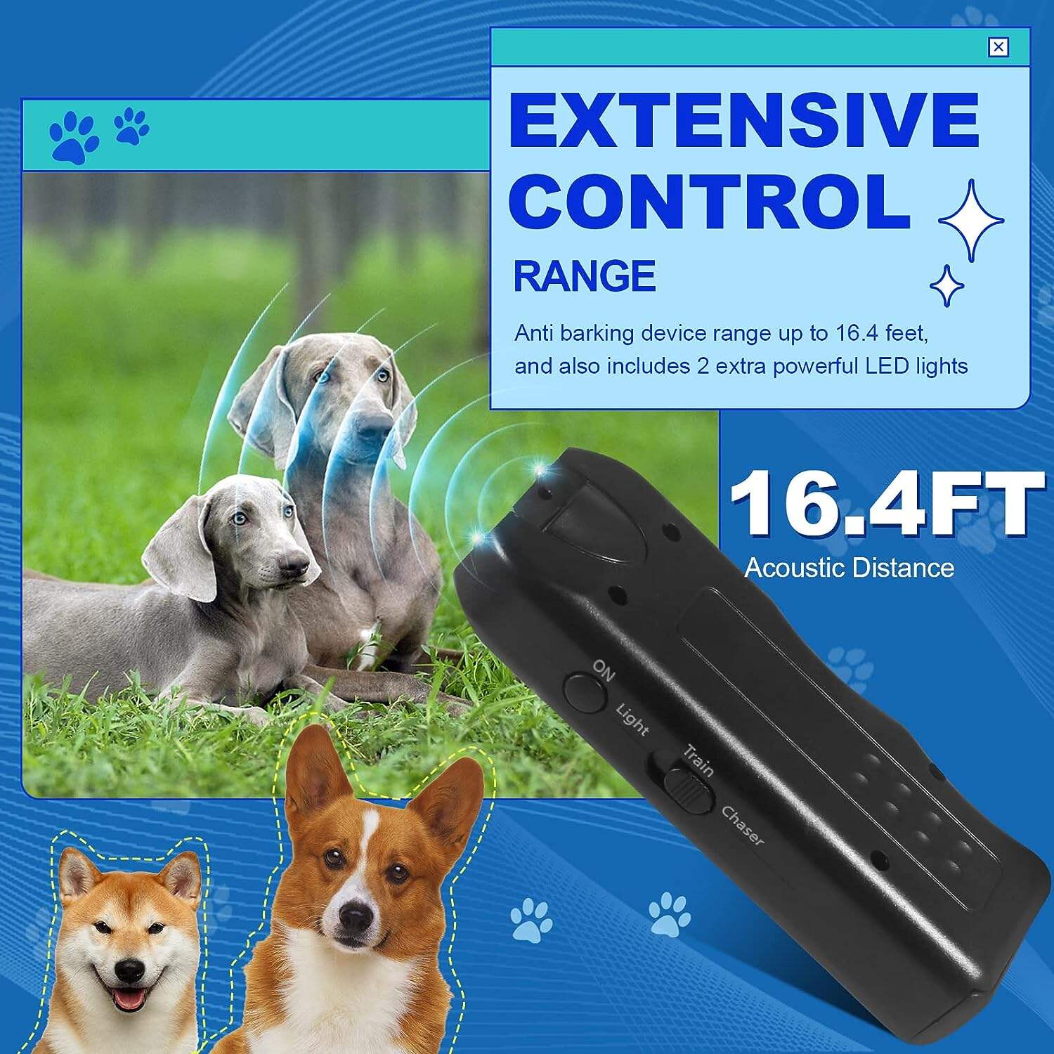 🔥Hot Sale🔥Handheld Bark Control Luminous Ultrasonic Dog Repeller