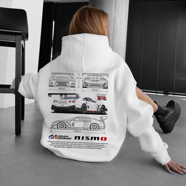 Oversize Sports Car Print Hoodie