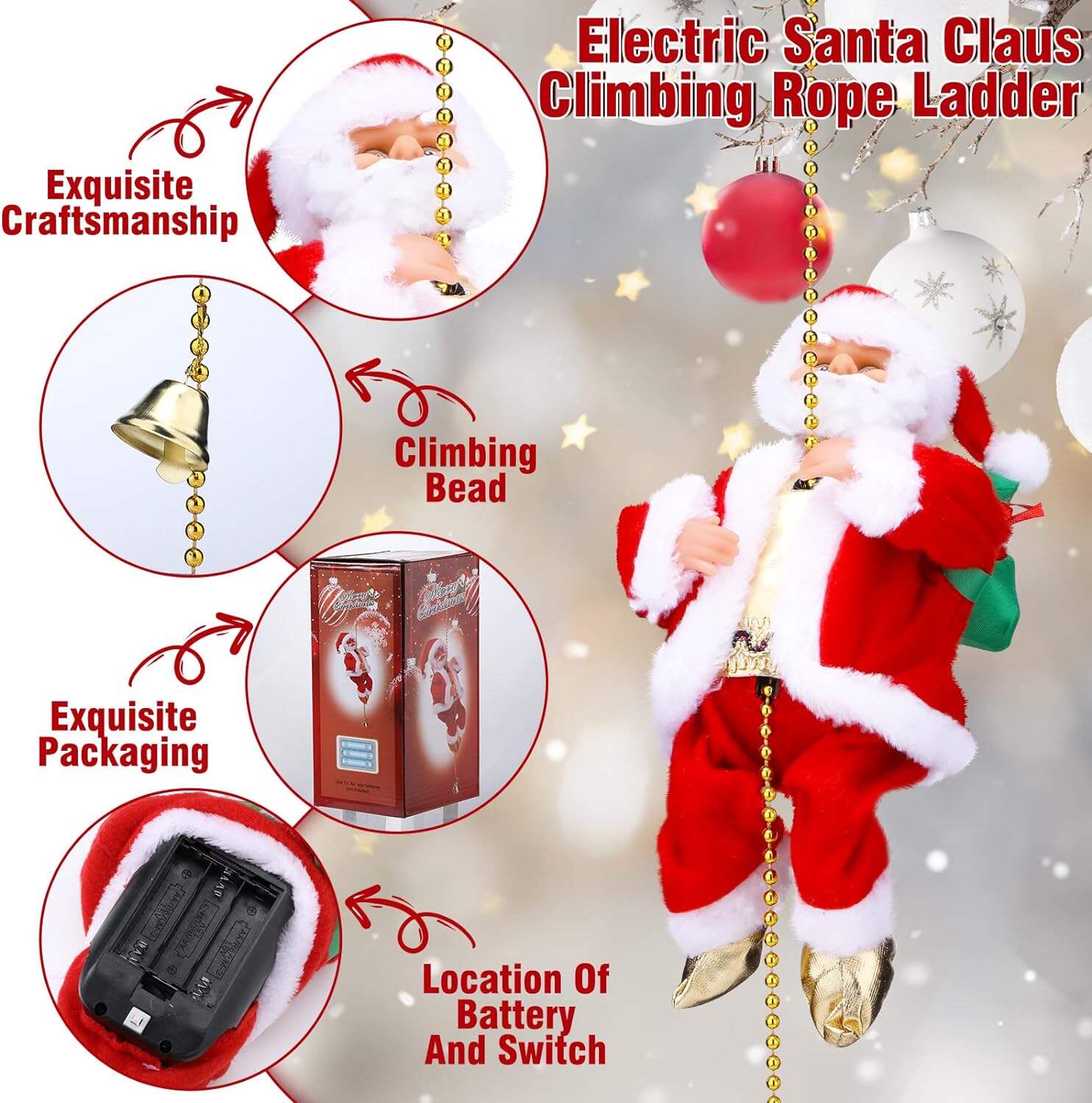 🔥2024 BEST GIFT TO FAMILY🔥Electric Climbing Santa Claus Musical Toys