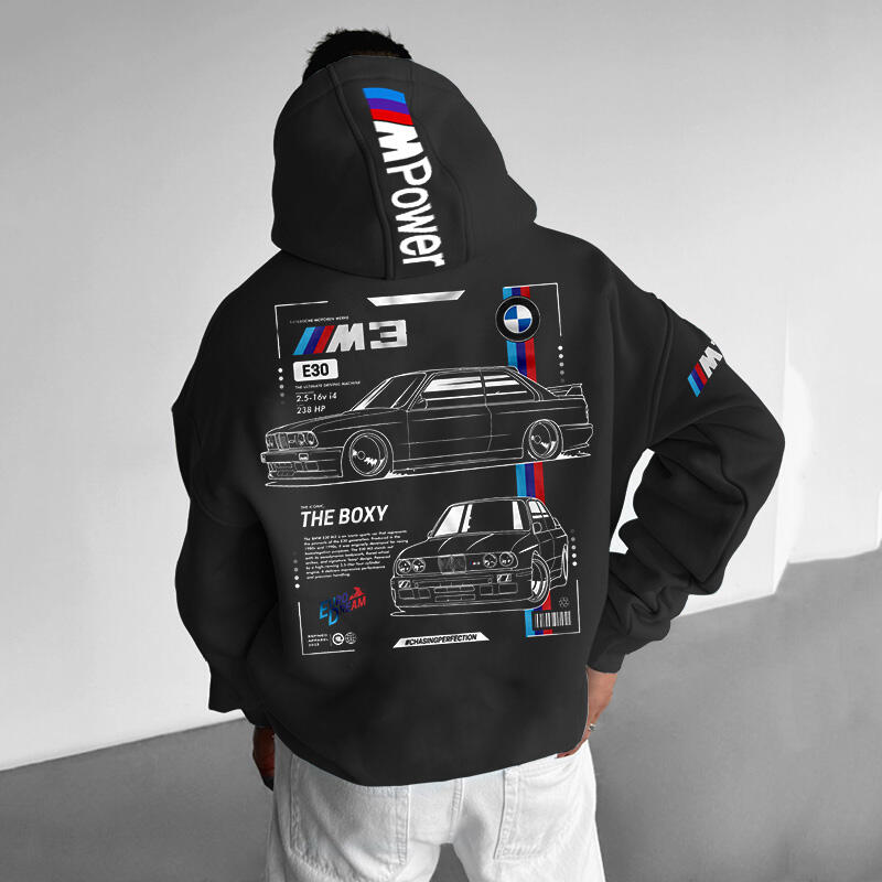 Men's Car Print Loose Hoodie