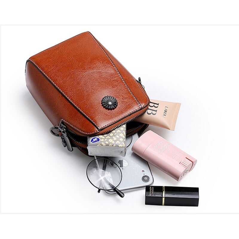 Women's soft leather mobile phone bag messenger bag