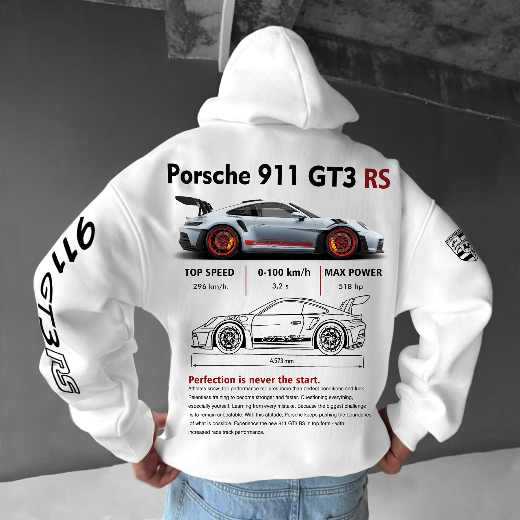 Oversize Sports Car 911 GT3RS Hoodie