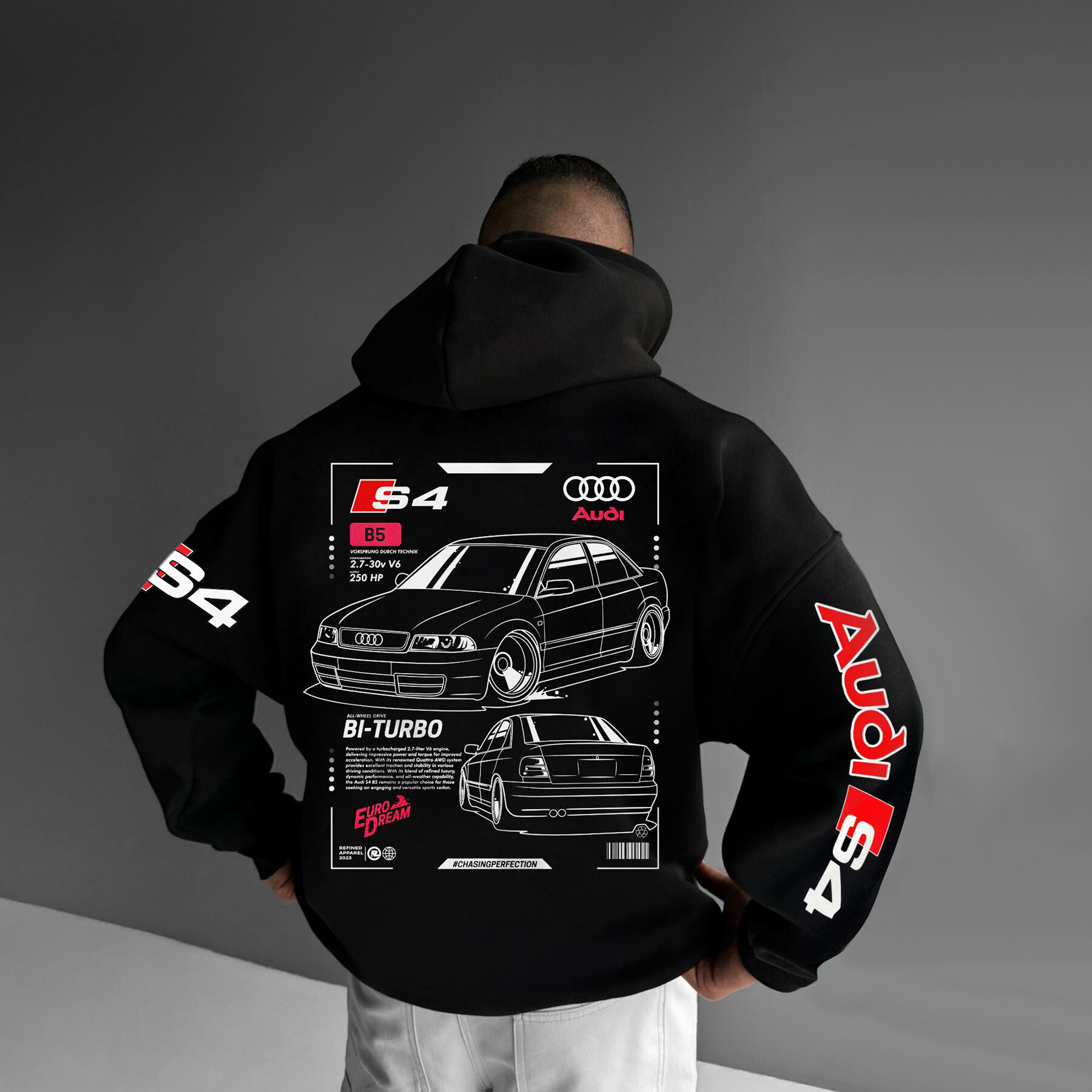 Oversize Sports Car S4 Print Hoodie