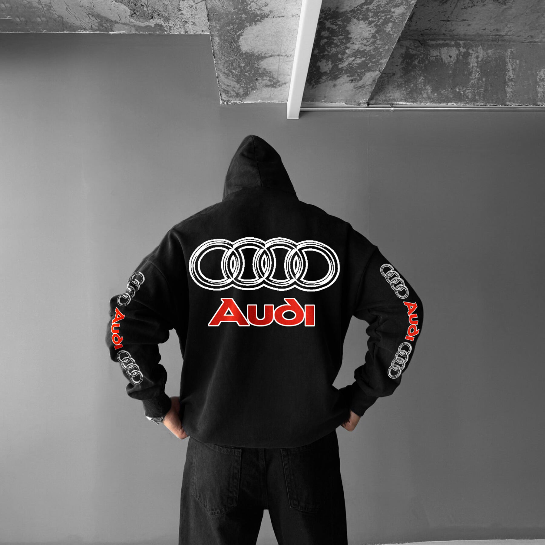 Oversize Sports Car Audi Print Hoodie