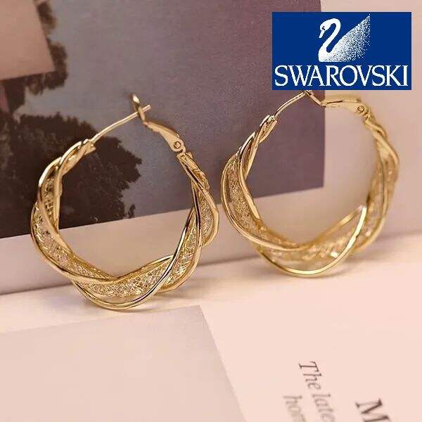 🔥 Sleva 50 % 🔥 Swarovski náušnice z bílého zlata (dárková krabička)