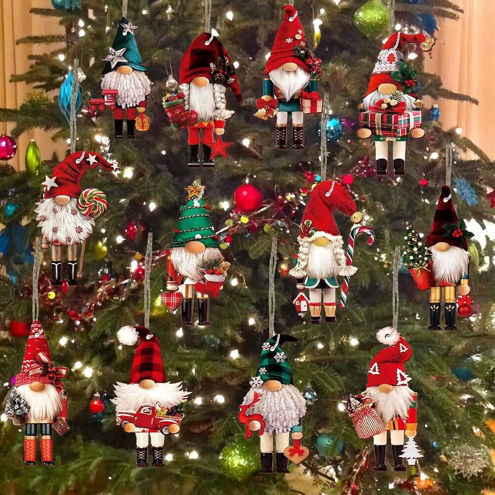 💥Christmas Sale 🎄Gnome Nutcracker Christmas Tree Ornaments Set (12pcs)❄️