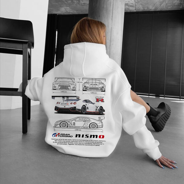 Oversize Sports Car Print Hoodie