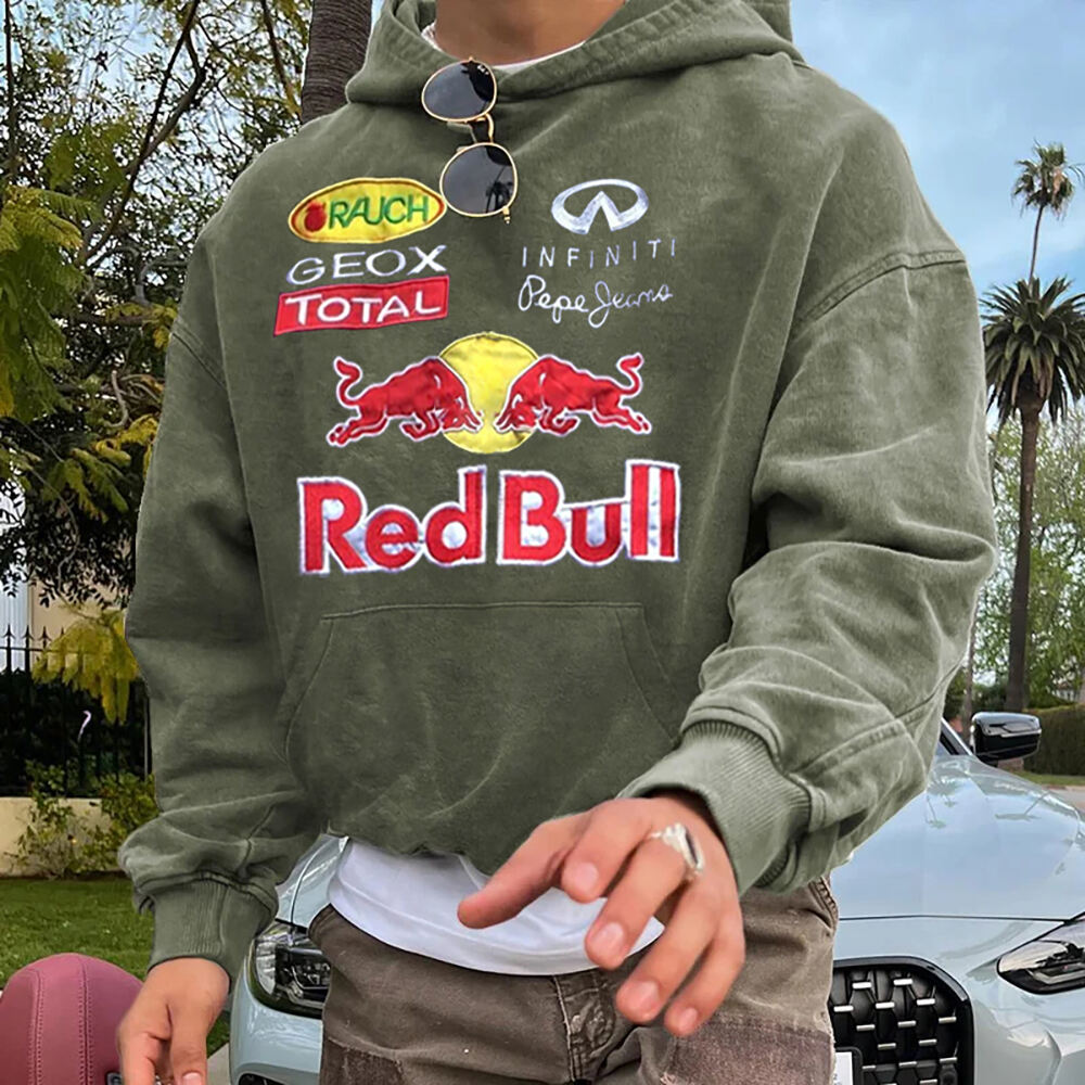 Racing Letter Graphic Print Hoodie