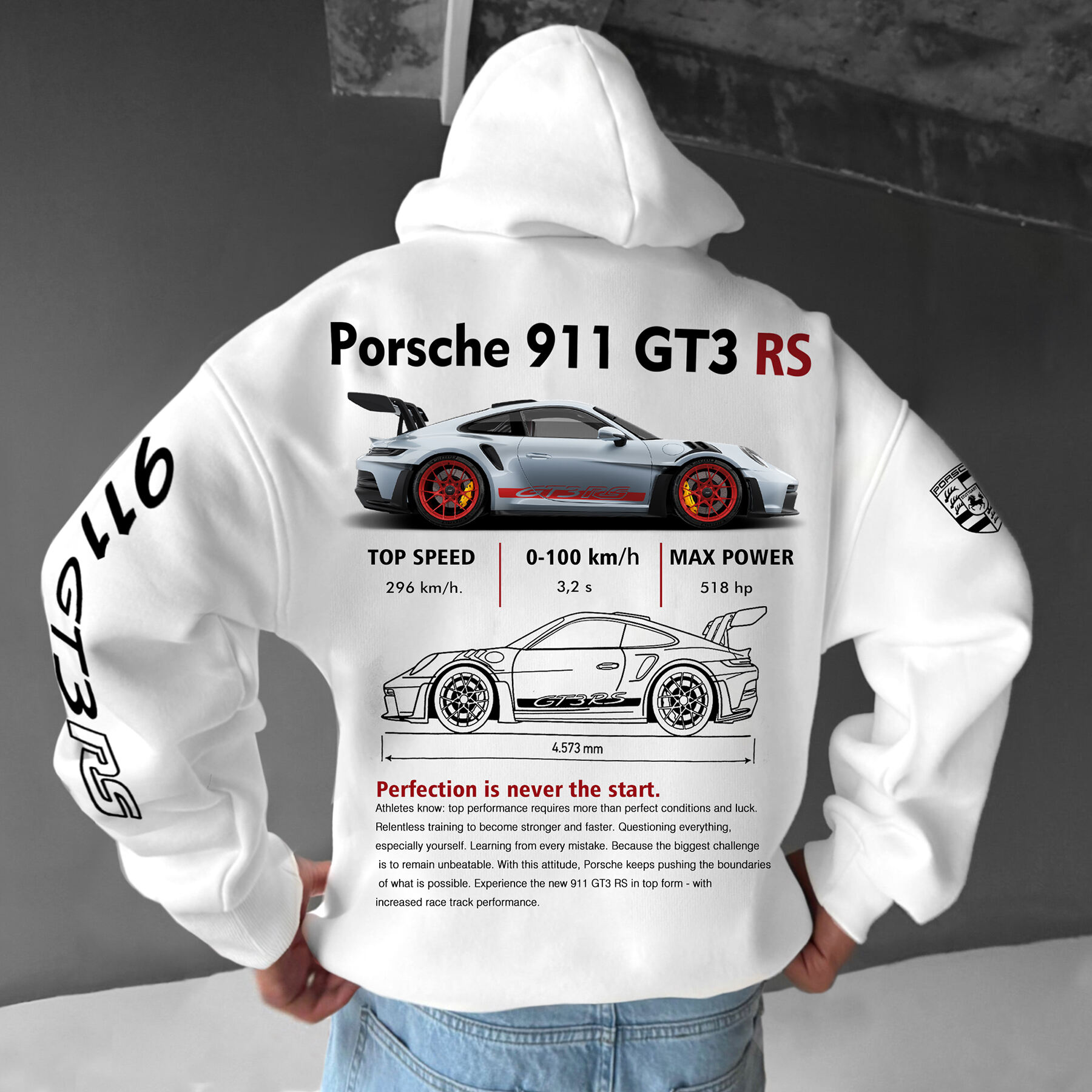 Oversize Sports Car 911 GT3RS Hoodie