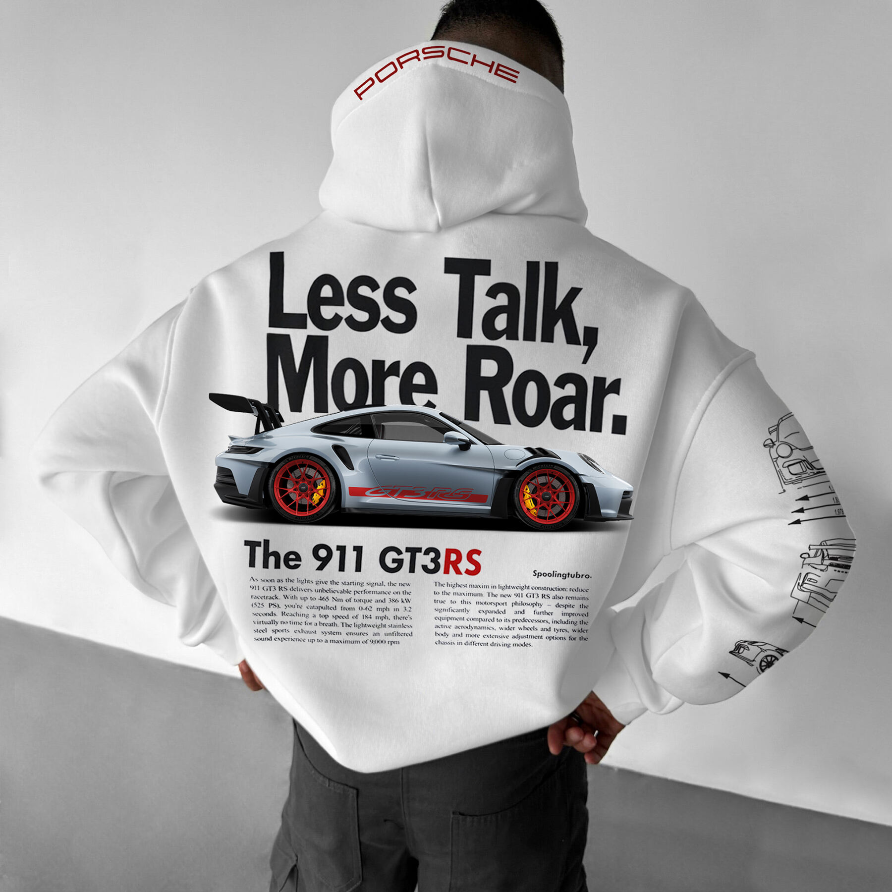 Less Talk, More Roar Oversize Sports Car Hoodie