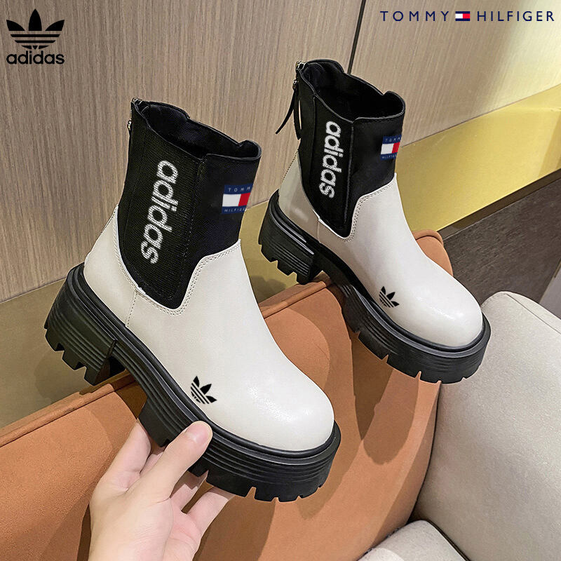 Tommy Hilfiger®&Adidas  Damskie skórzane buty zimowe zwiększające wzrost