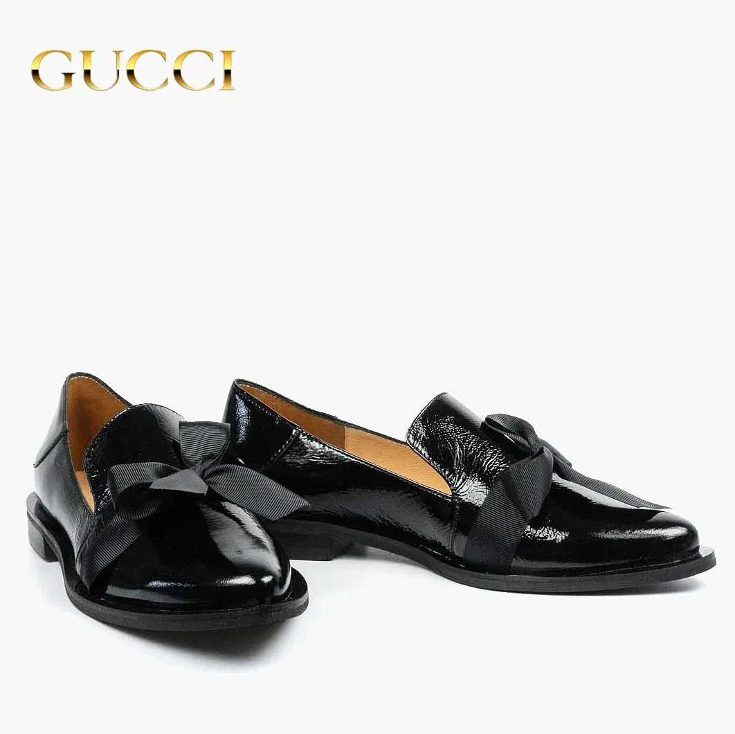 2024-as új női Gucci® fekete bőrcipők