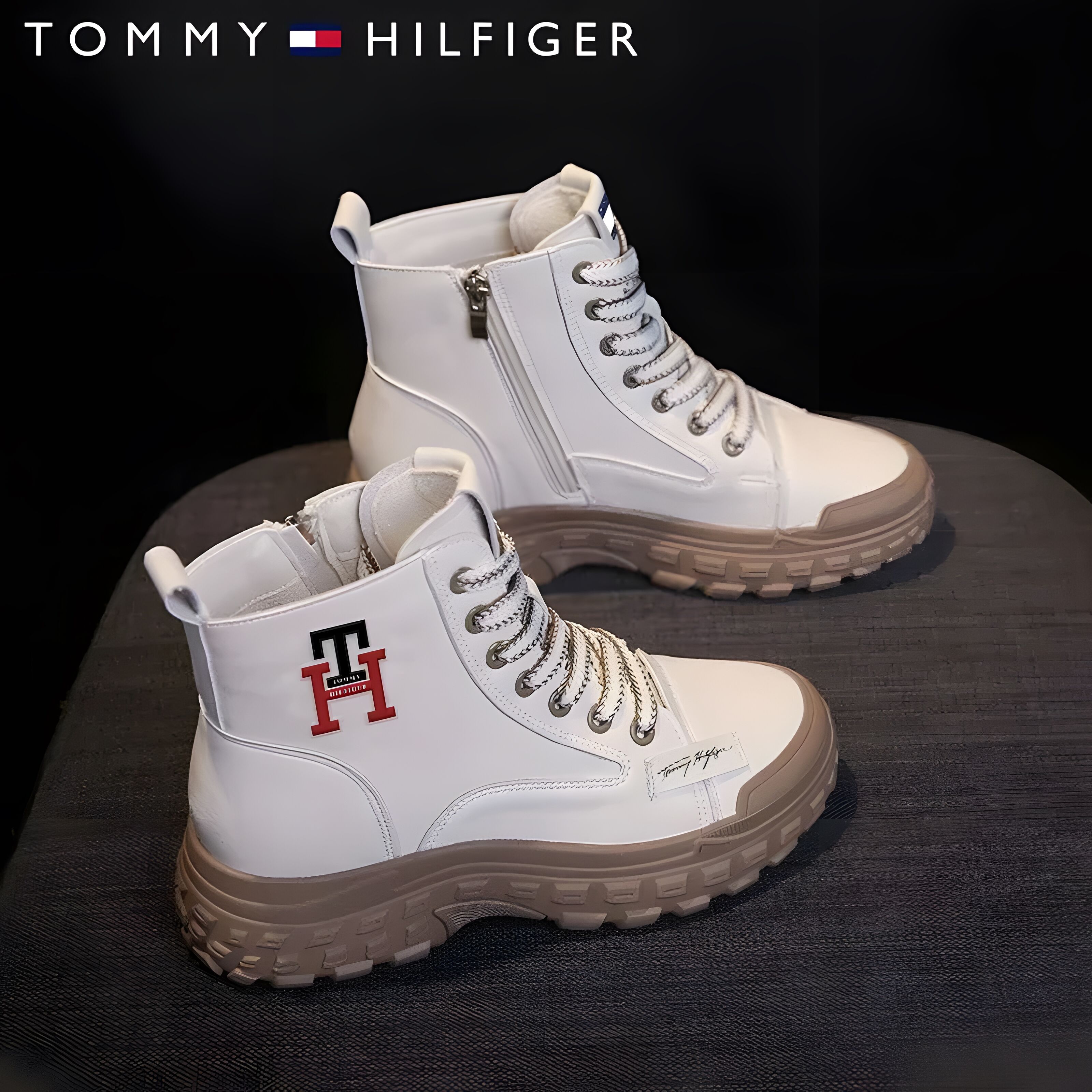 Tommy Hilfiger® 2023 Dámske zimné zateplené čižmy Pohodlné, protišmykové čižmy na každodenné nosenie.