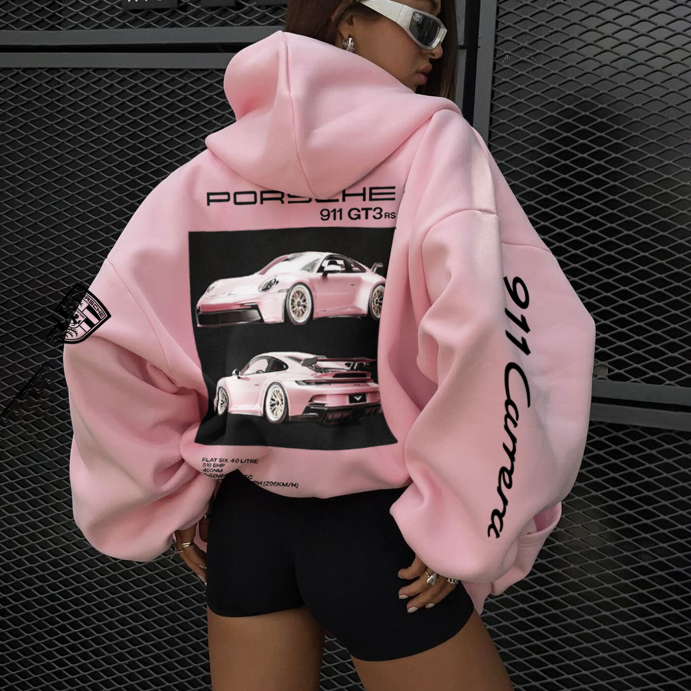 Unisex Oversize Sports Car 911 GT3RS Zip Hooded Cardigan Sweatshirt