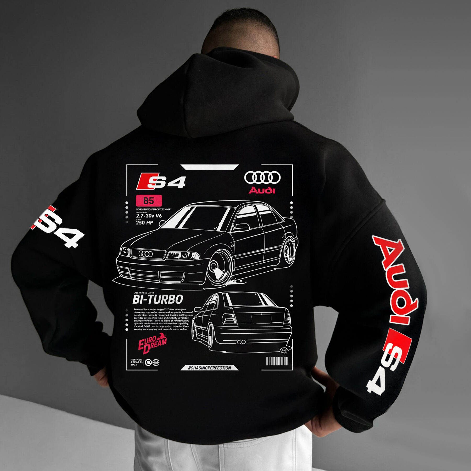 Oversize Sports Car S4 Print Hoodie