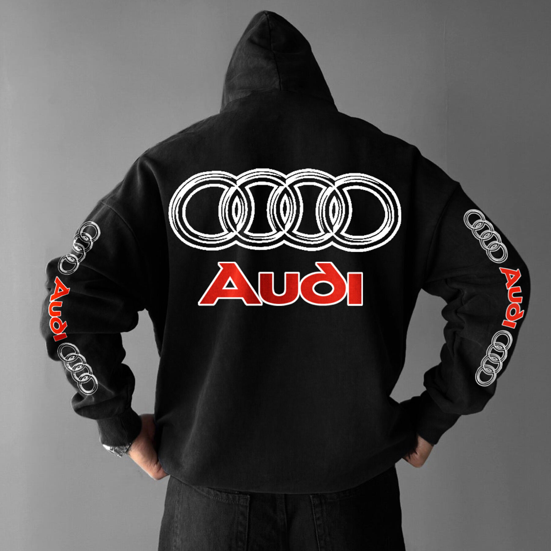 Oversize Sports Car Audi Print Hoodie