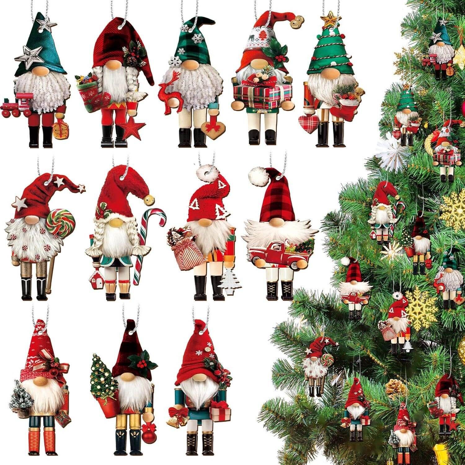 💥Christmas Sale 🎄Gnome Nutcracker Christmas Tree Ornaments Set (12pcs)❄️