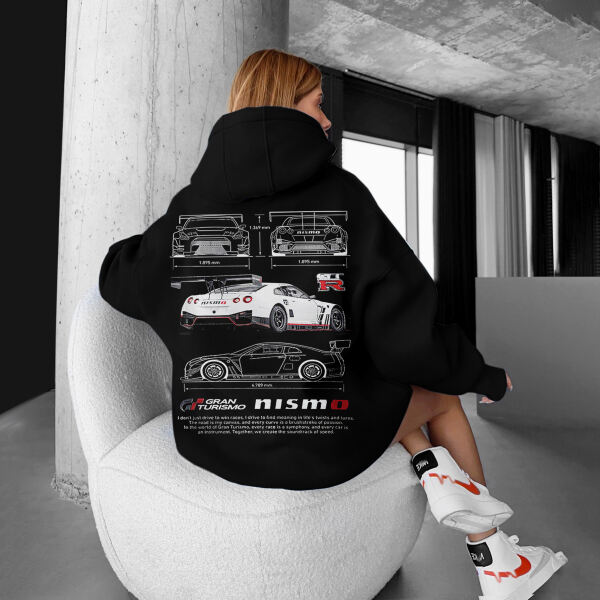 Oversize Sports Car Print Hoodie