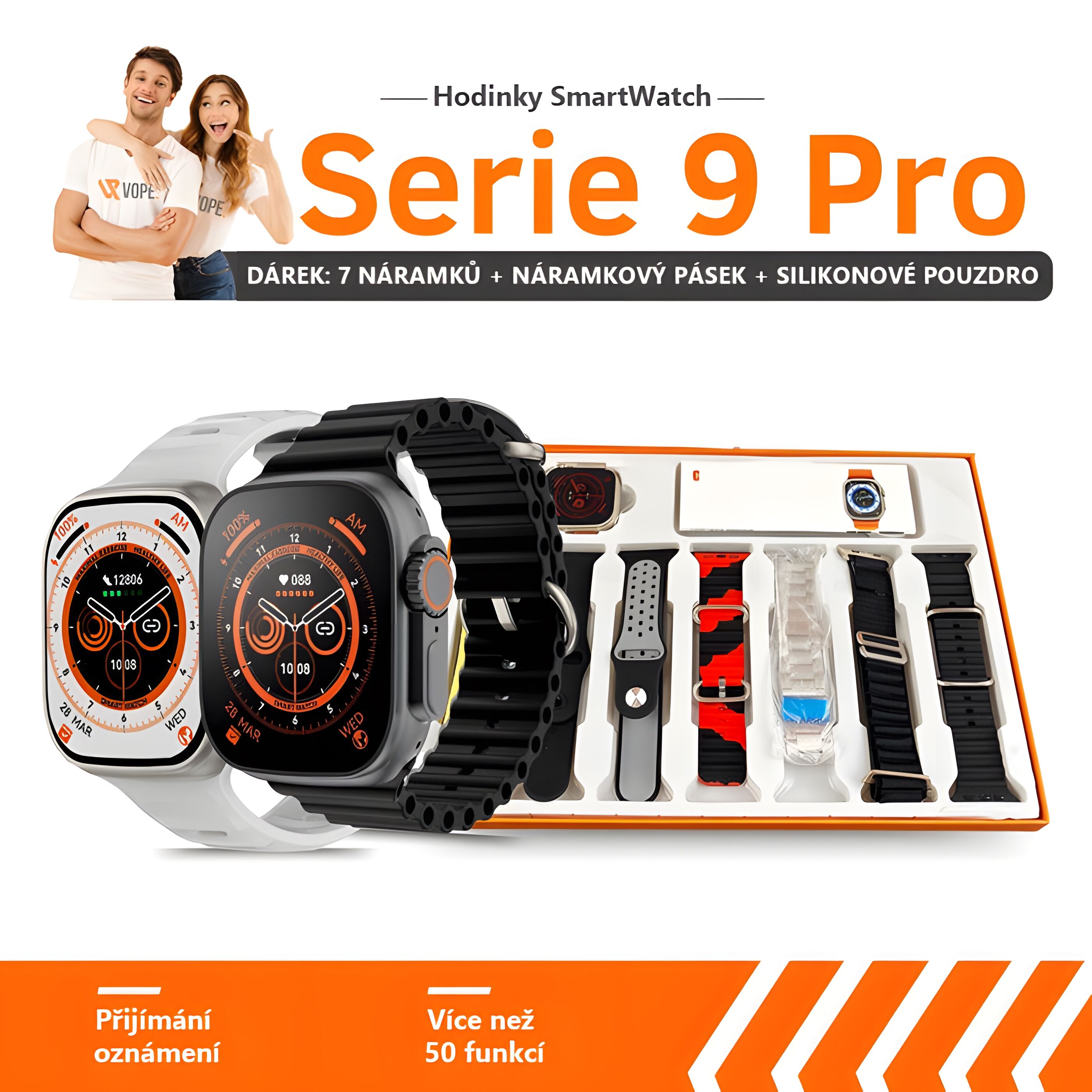 （🔥1+1 akció）Smartwatch Serie 9 pro + 7 řemínků + ochranný plášť