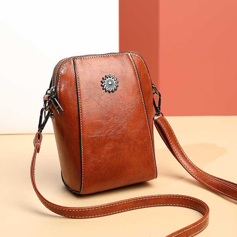 Women's soft leather mobile phone bag messenger bag