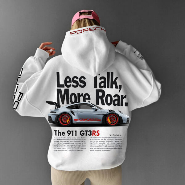 Less Talk, More Roar Oversize Sports Car Hoodie