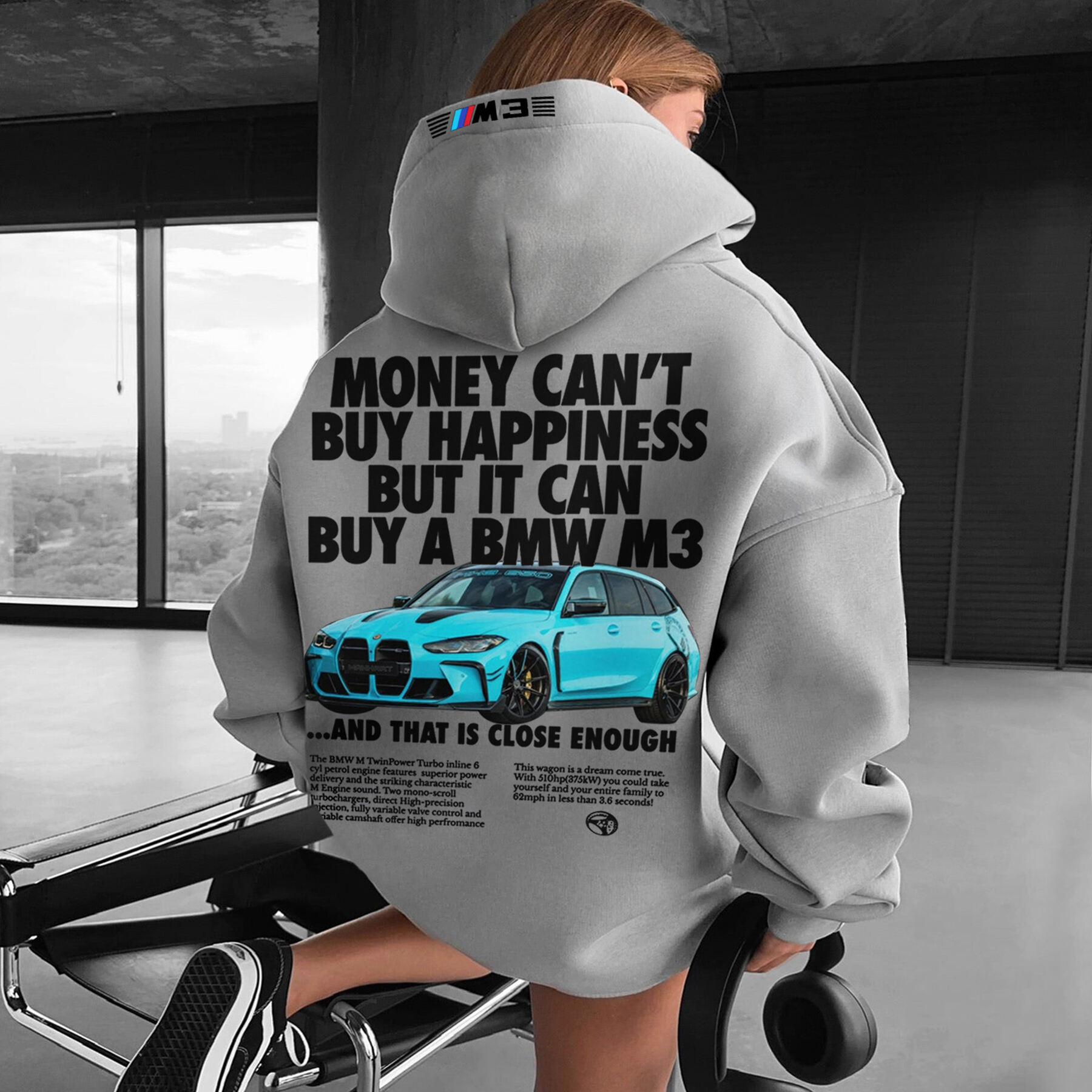 Money Can't Buy Happiness But It Can Buy A BMW M3 Oversize Sports Car Hoodie