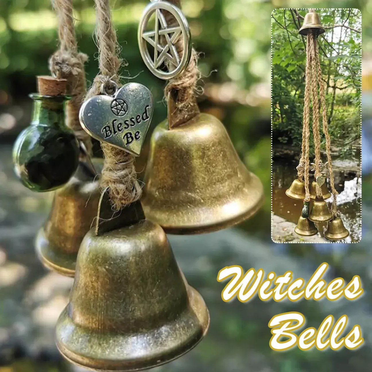 💥Christmas Sale🔥Bronze Witches Bells, Door Protection Charm, Wicca Decor