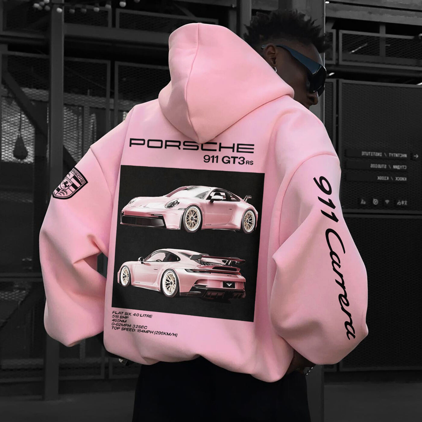 Unisex Oversize Sports Car 911 GT3RS Zip Hooded Cardigan Sweatshirt