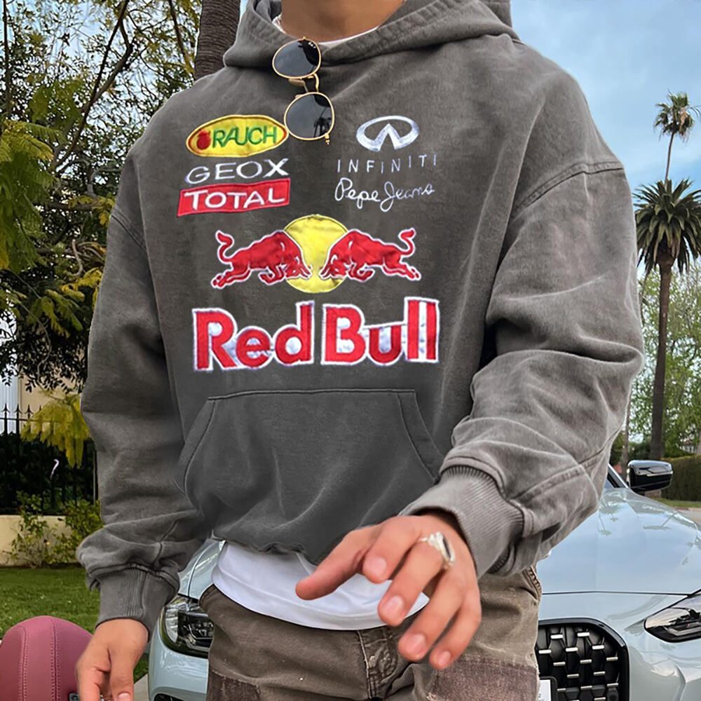 Racing Letter Graphic Print Hoodie