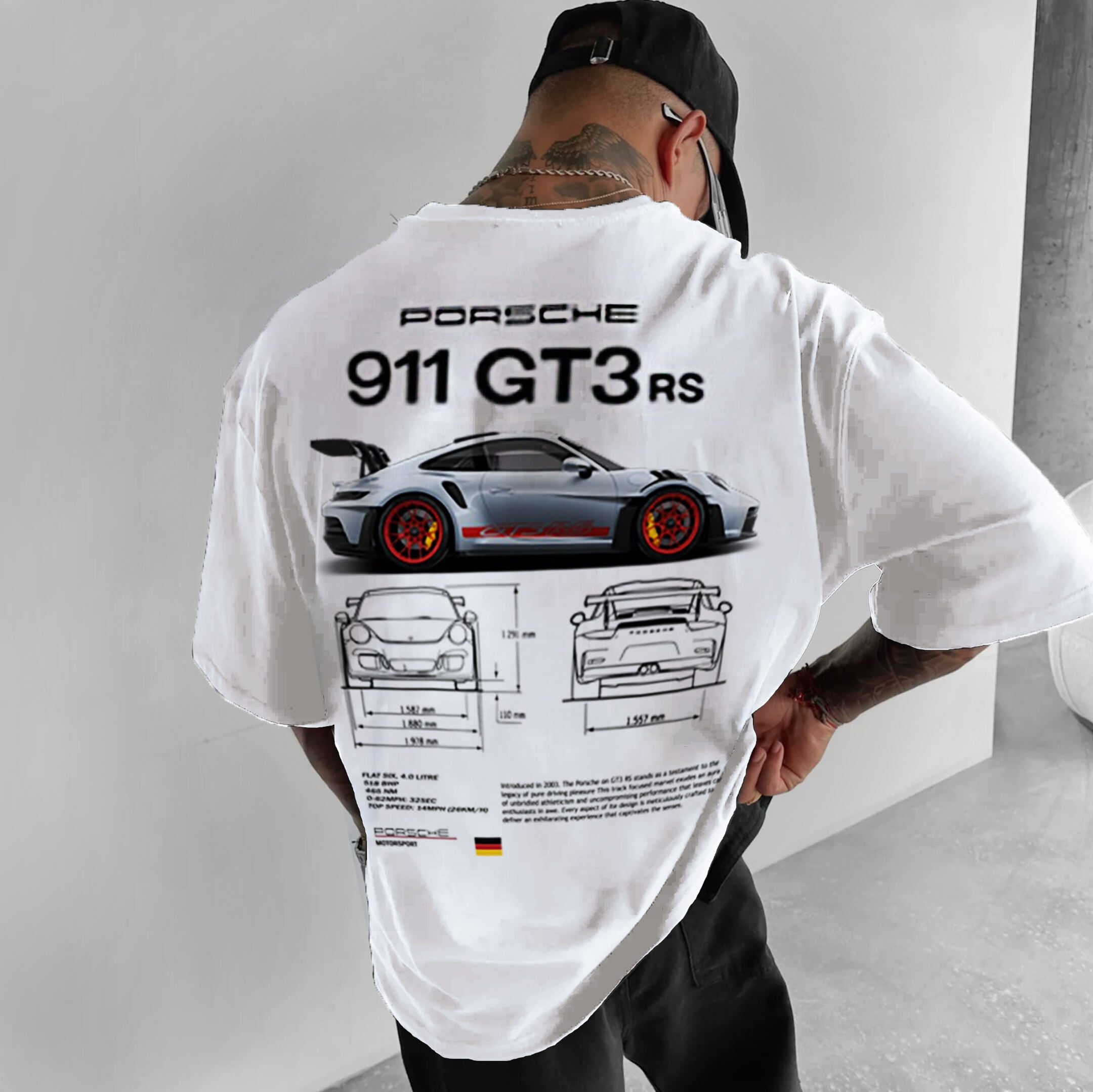 Unisex 911 GT3 RS Racing Street Wear Printed T-shirt