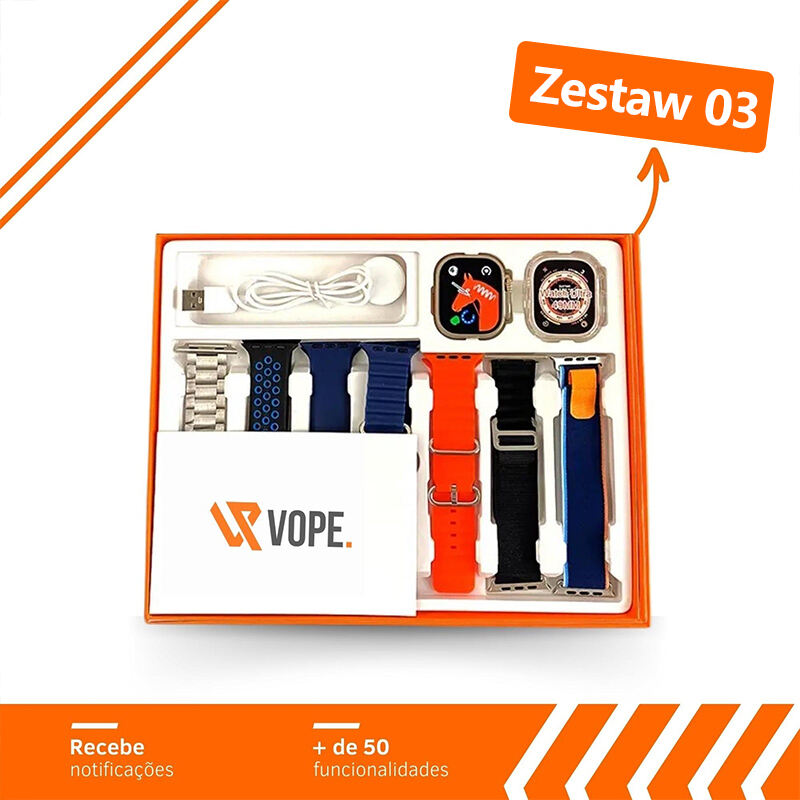 SmartWatch Serie 9 Pro + 7 opasek na rękę + etui ochronne + folia szklana