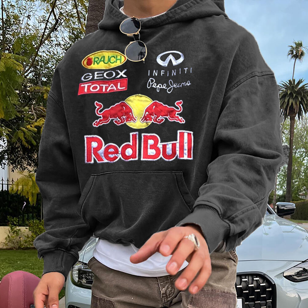 Racing Letter Graphic Print Hoodie