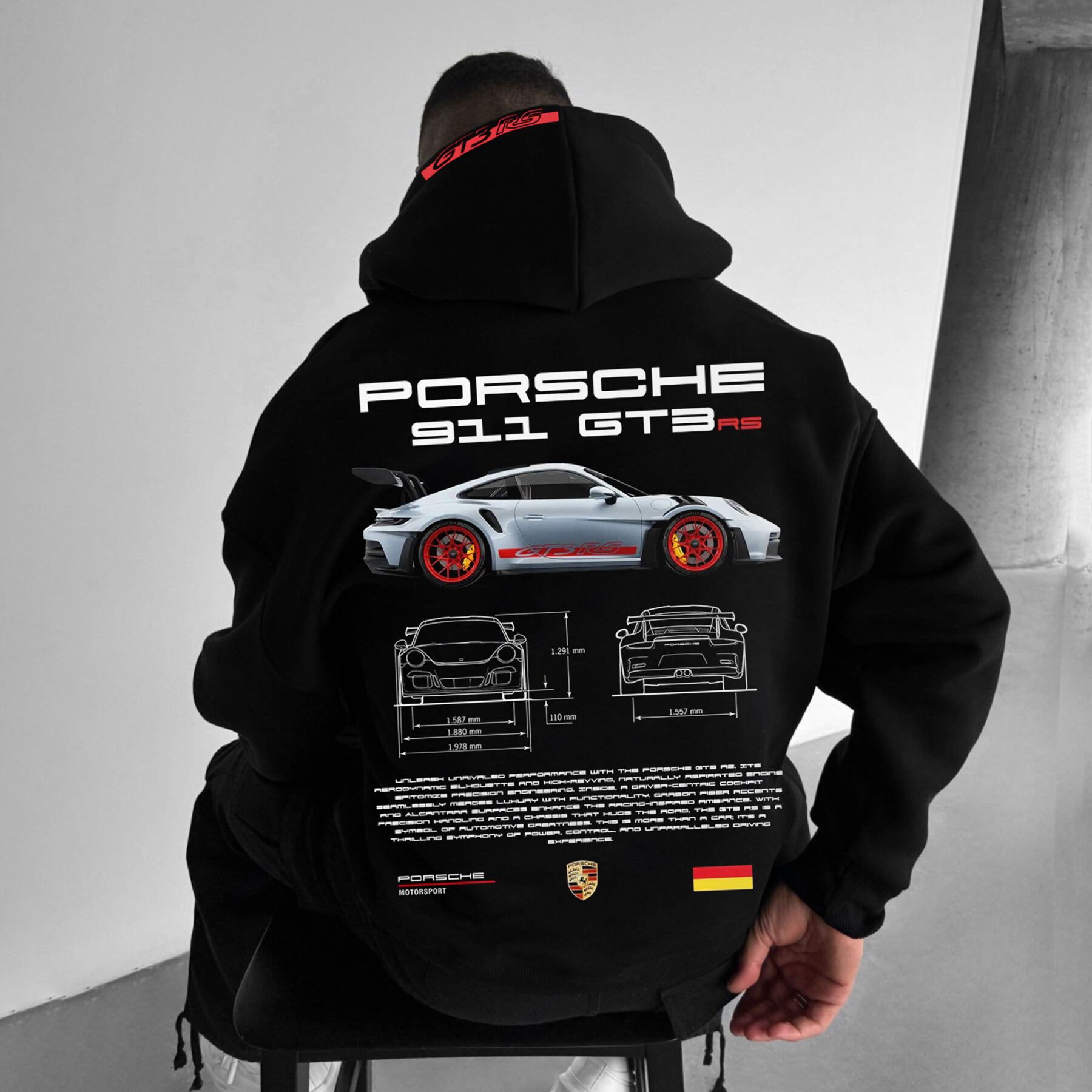 Oversize Sports Car 911 GT3 RS Hoodie