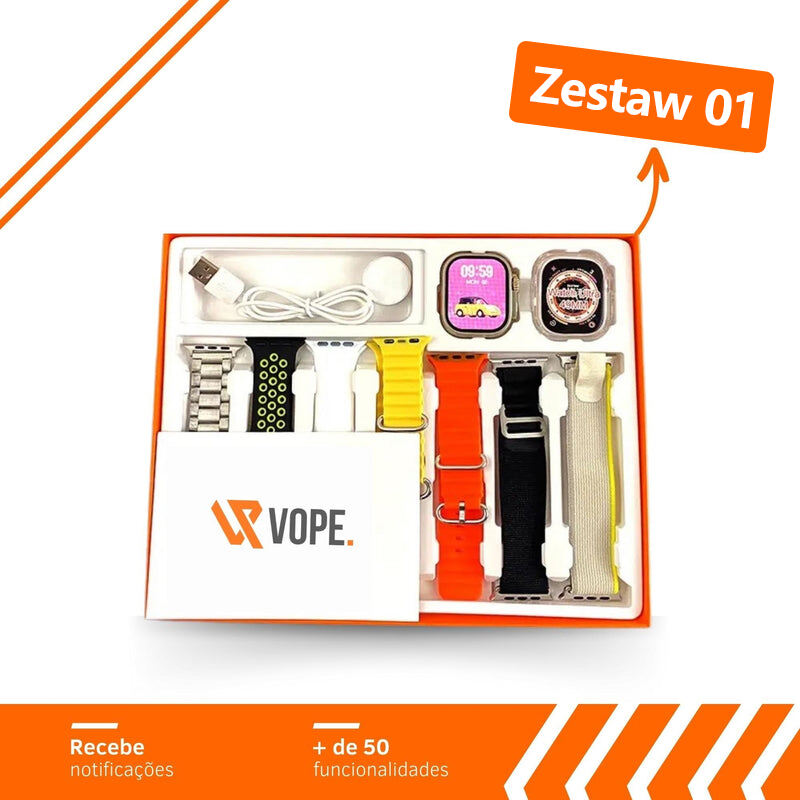 SmartWatch Serie 9 Pro + 7 opasek na rękę + etui ochronne + folia szklana