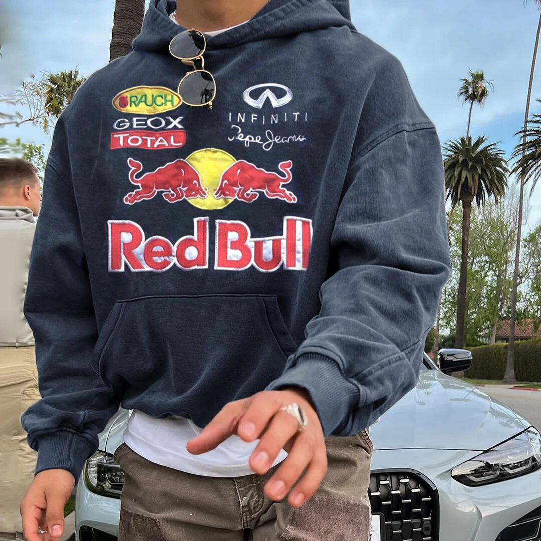 Racing Letter Graphic Print Hoodie