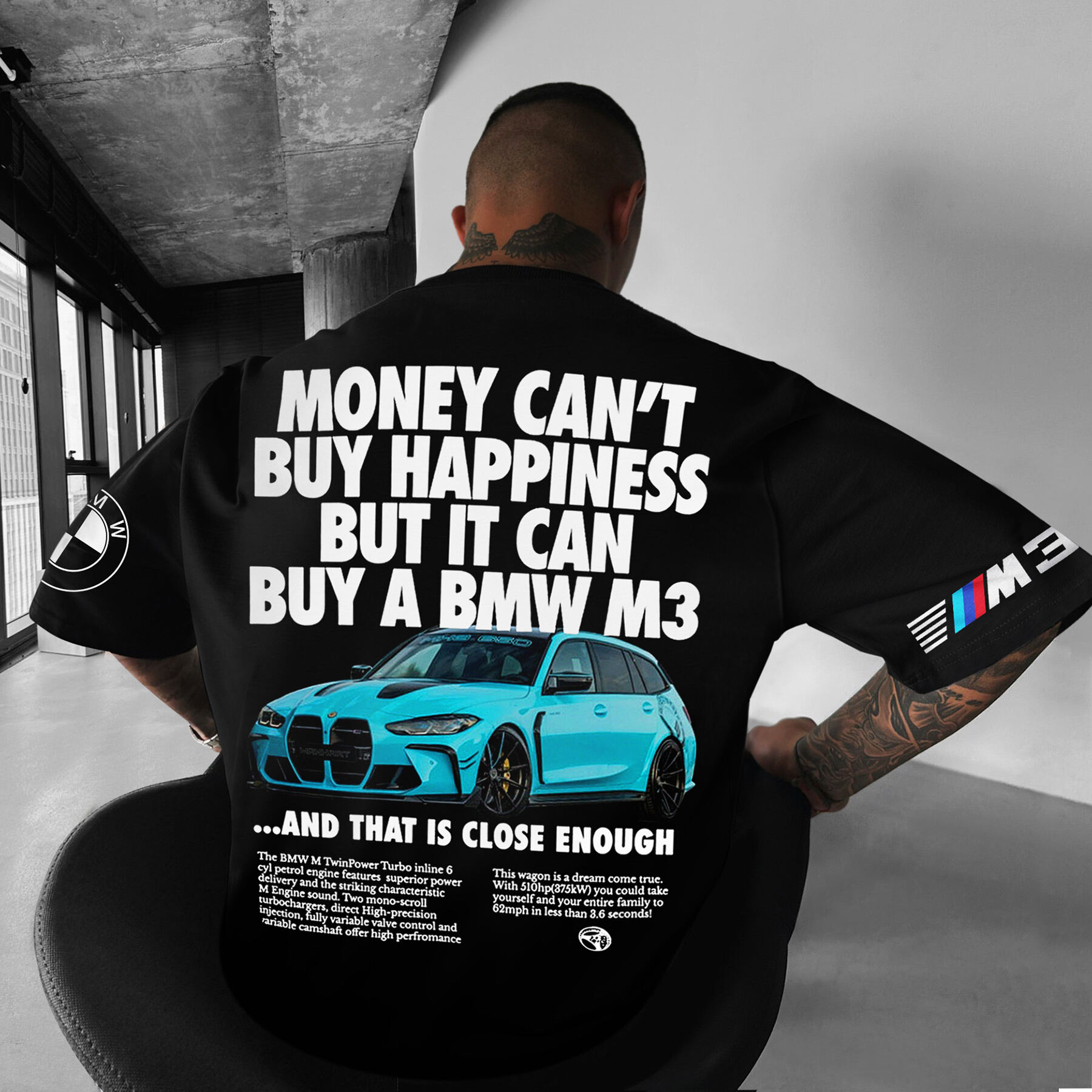 Money Can't Buy Happiness But It Can Buy A M3 Oversize Sports Car Tee