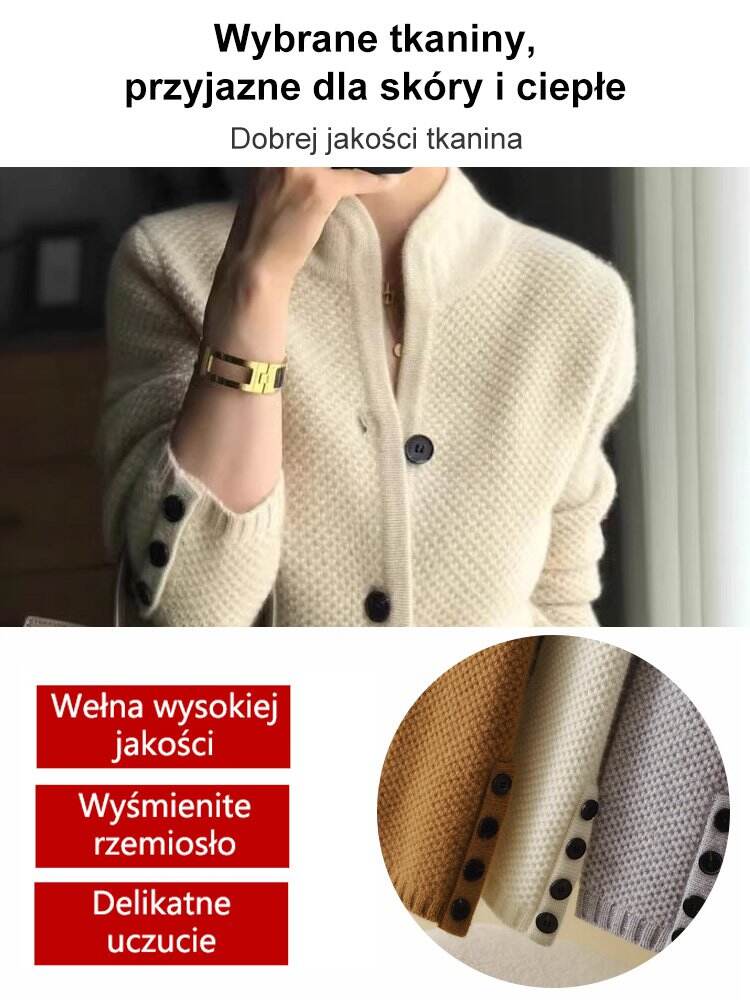 Francuski elegancki kardigan z kaszmiru w stylu retro