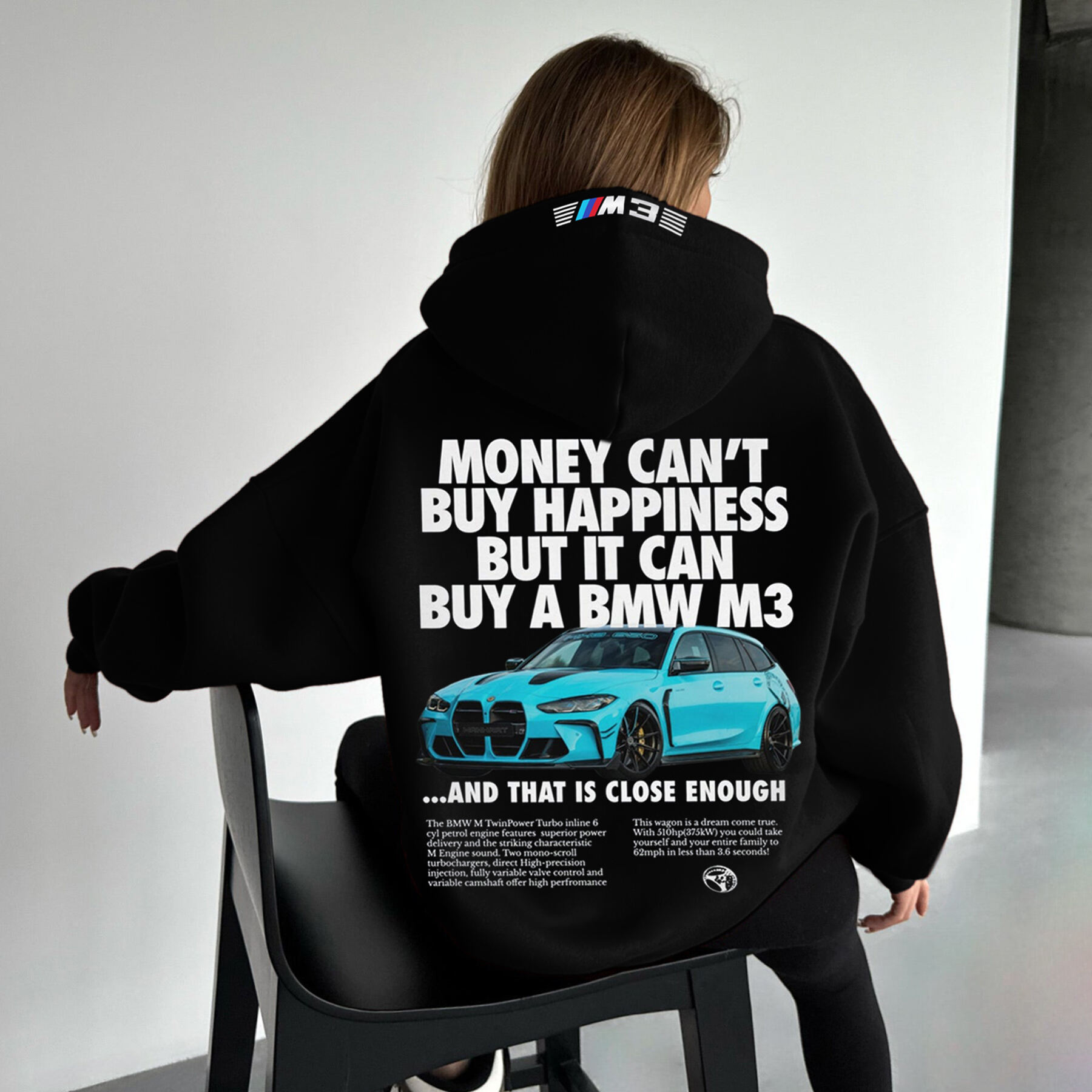 Money Can't Buy Happiness But It Can Buy A BMW M3 Oversize Sports Car Hoodie